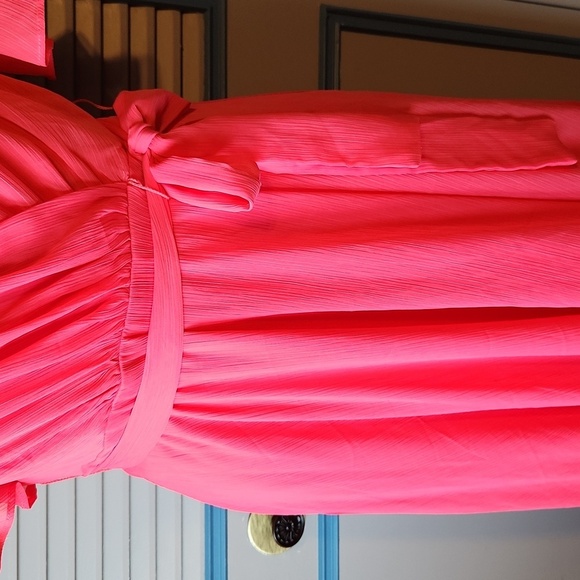 DKNY Pink Wrap Style Dress with Flowy Sleeves - Picture 4 of 12